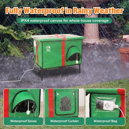 Weatherproof Insulated Outdoor Cat House with Heated Pad and Cooling Pad U428048