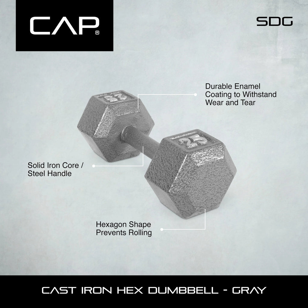 15lb Cast Iron Hex Dumbbell K307503