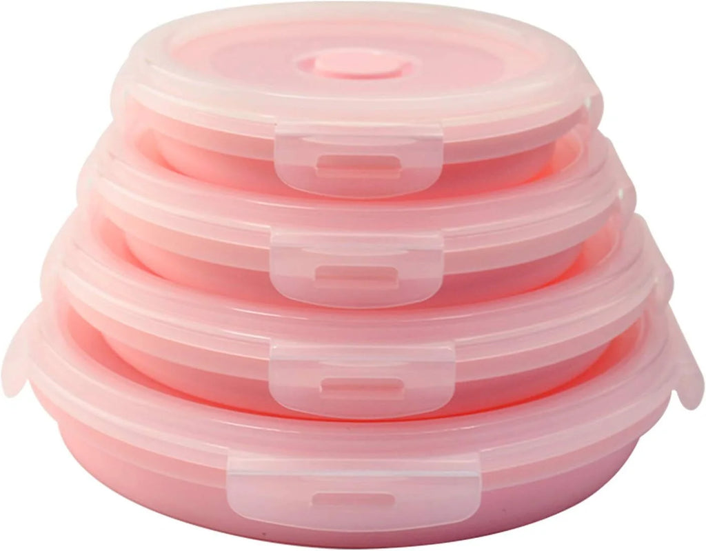 Pink Silicone Collapsible Food Storage Containers, Set of 4 H91728