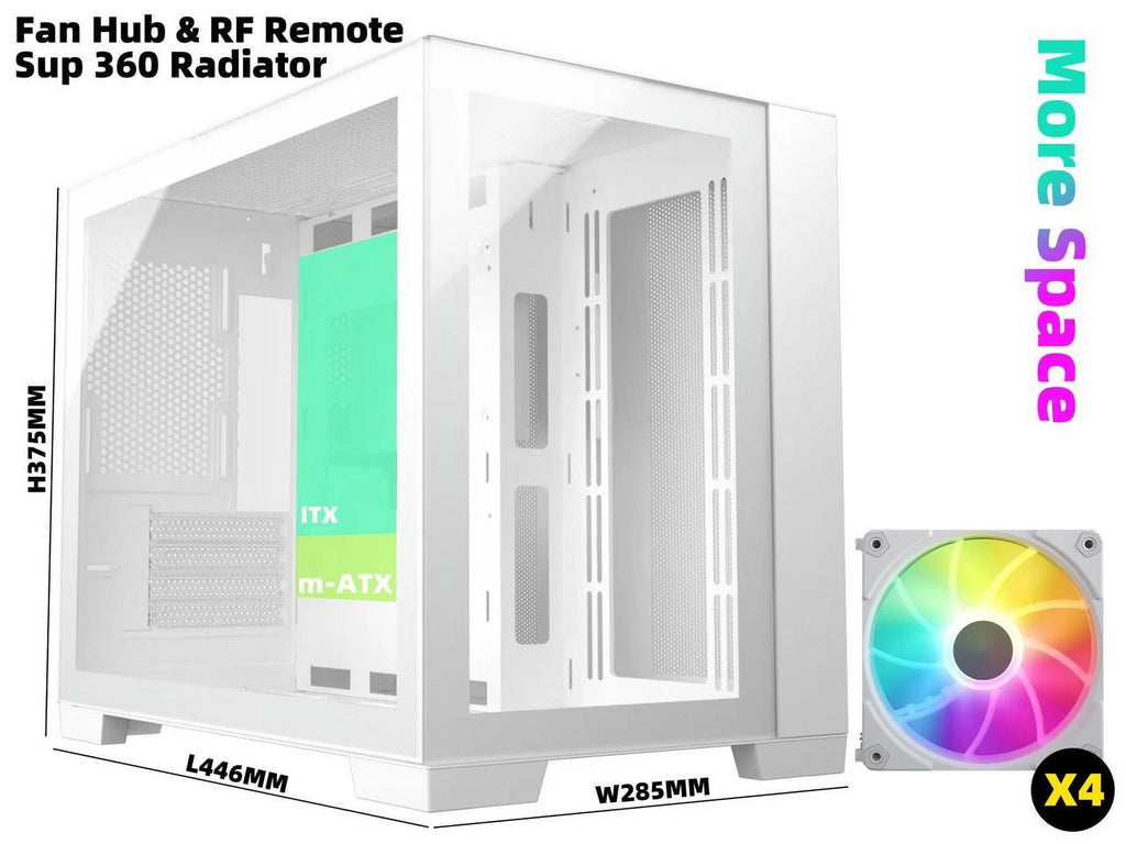 Micro ATX Gaming Computer Case with 3 ARGB Fans V755858