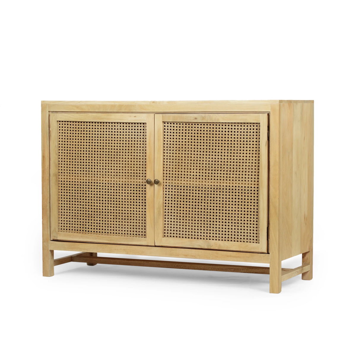 2 Door Mango Wood Cabinet with Wicker Caning S211847