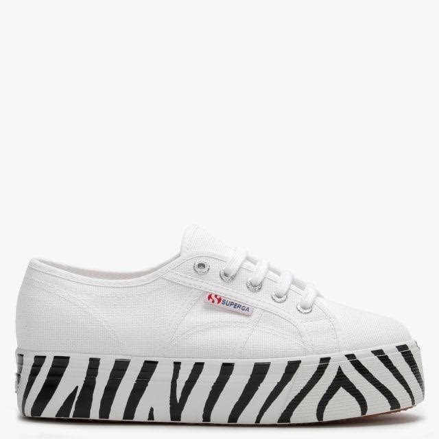 White Canvas Flatform Trainers G421996
