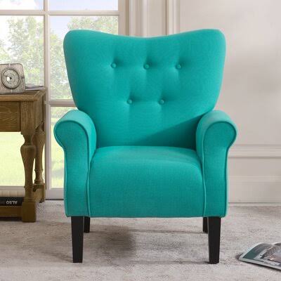 Teal Linen Blend Tufted Armchair W7354