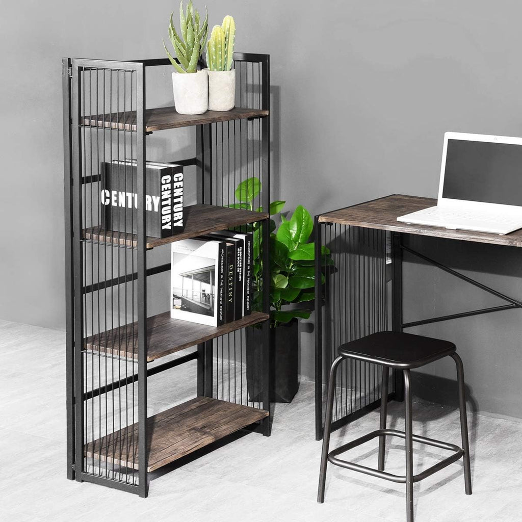 4-Tier Foldable Bookshelf Bookcase J9466