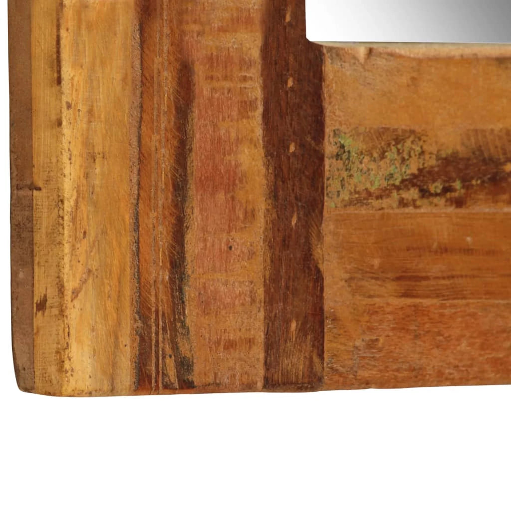 Reclaimed Wood Frame Glass Wall Mirror 23.6 x 23.6 Inches M434
