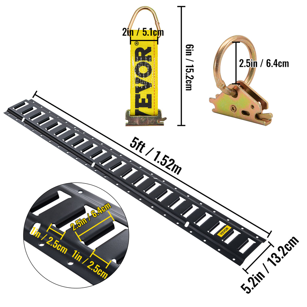 30Pcs 5ft Steel E Track Tie-Down Rail Kit with D-Ring R21492
