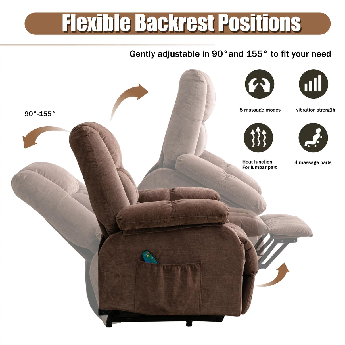 Power Lift Recliner Chair Sofa with Massage and Heat D823