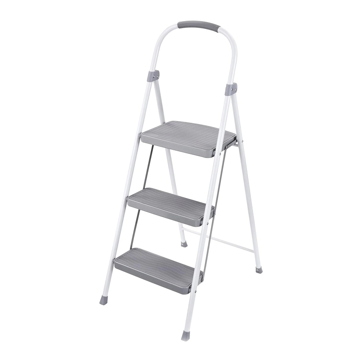 3 Step Folding Steel Step Stool, White F83174
