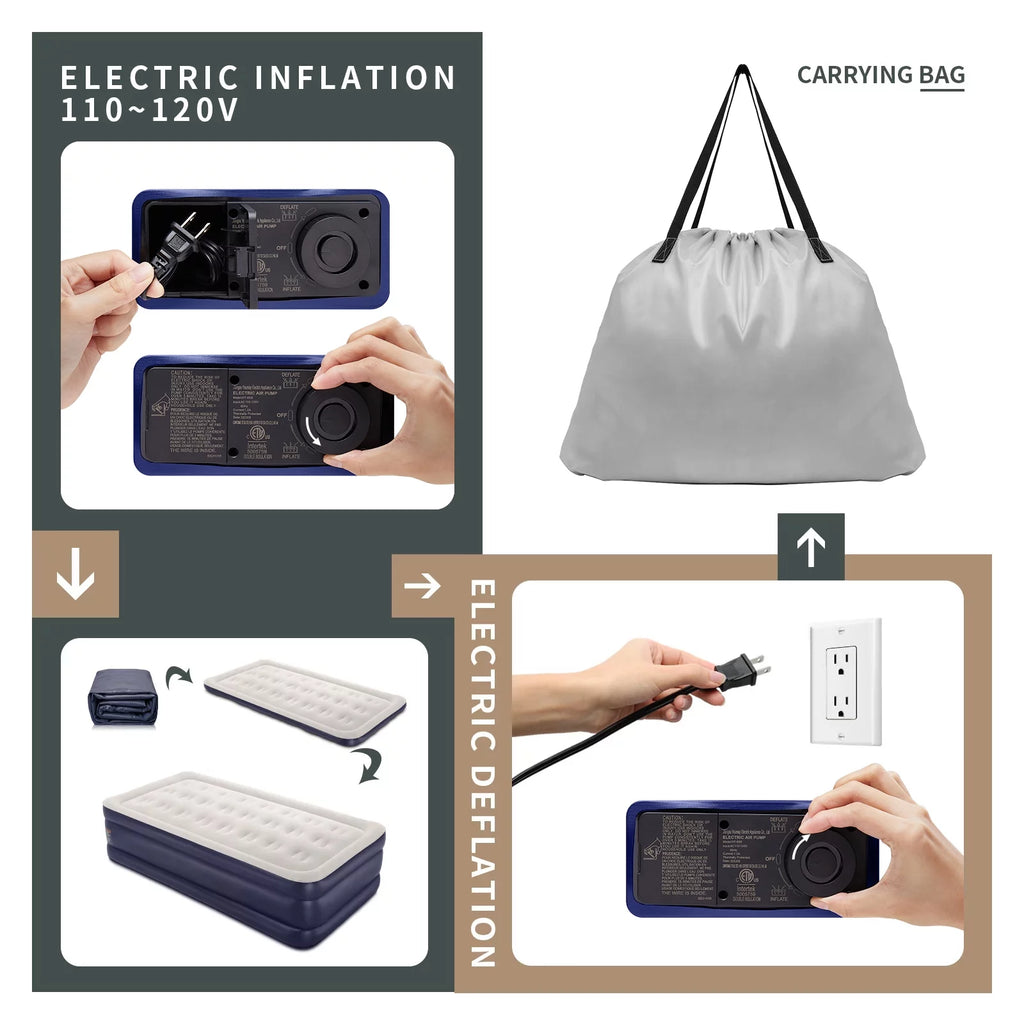 18 Inch Queen Air Mattress with Built in Pump L878