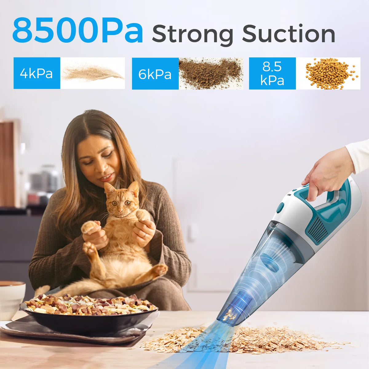 Handheld Cordless Vacuum with 8.5Kpa Cyclonic Suction Y542