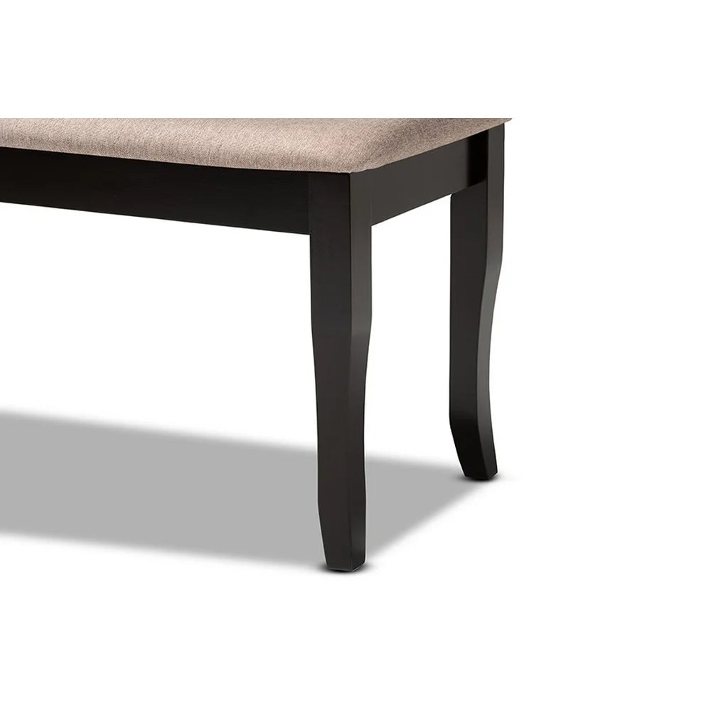Sand Fabric Upholstered Wood Dining Bench R1456