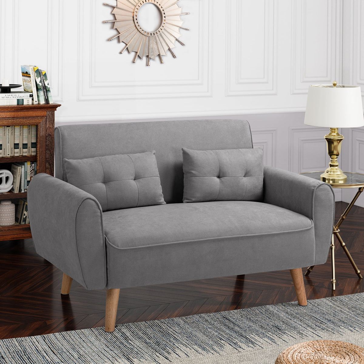 Dark Grey Fabric Upholstered 2-Seat Sofa I521023