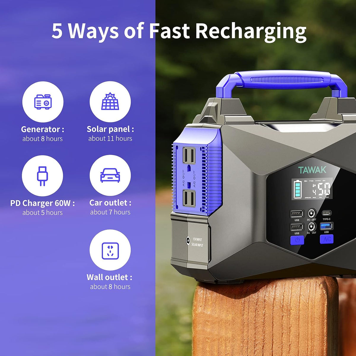 250Wh 300W Portable Power Station with LCD Screen H852737