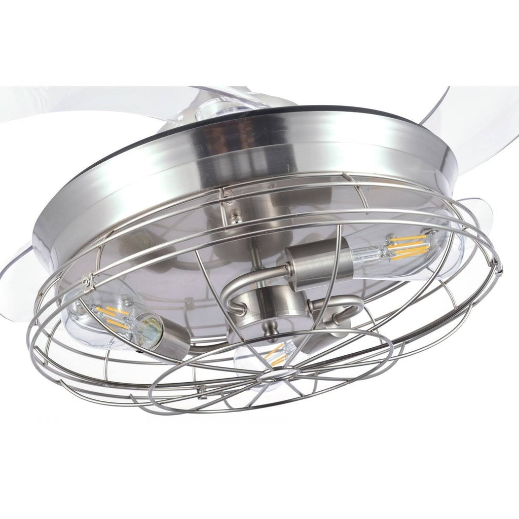 Black Retractable Ceiling Fan with Cage X507