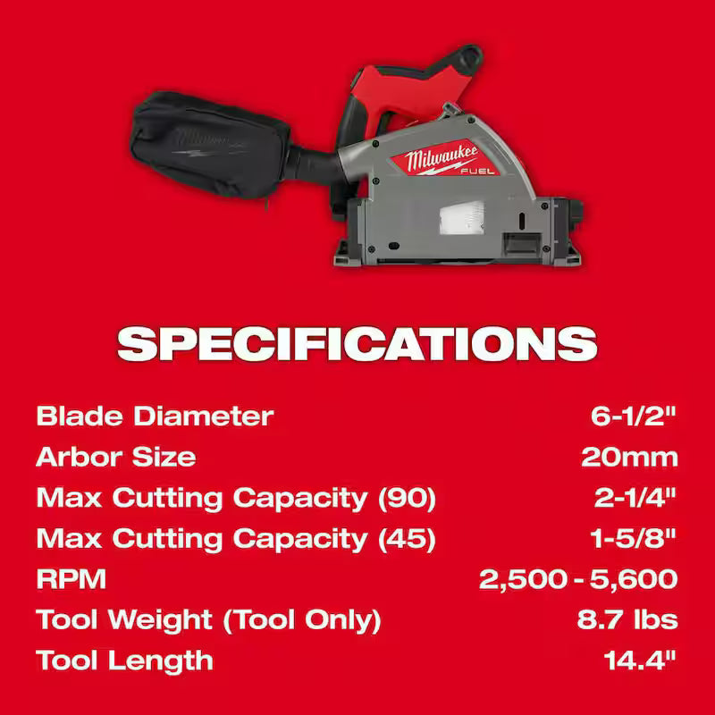 18V Brushless Cordless 6-1/2 in. Plunge Track Saw Kit with 55 in. Guide Rail W488014