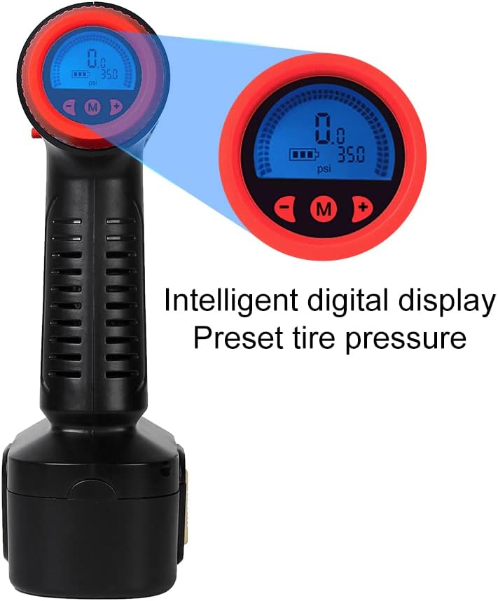 12V Cordless Car Tire Pump with Digital Pressure Gauge, LED Light, Rechargeable Battery Pack, Pack of 2 D28053