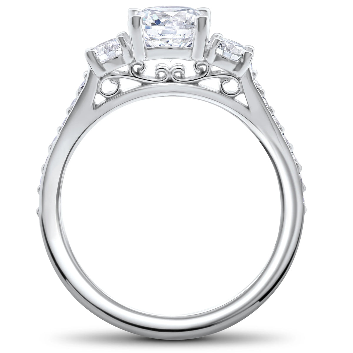 14k White Gold 3-Stone Lab Grown Diamond Engagement Ring U589