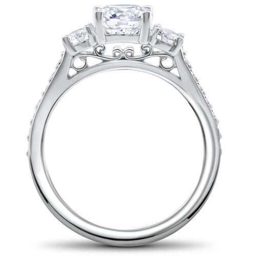 14k White Gold 3-Stone Lab Grown Diamond Engagement Ring U589