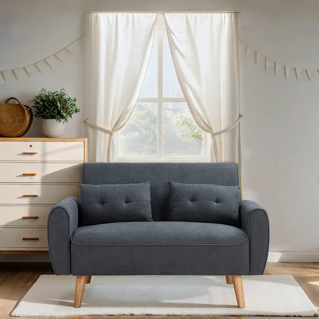 Dark Grey Fabric Upholstered 2-Seat Sofa I521023