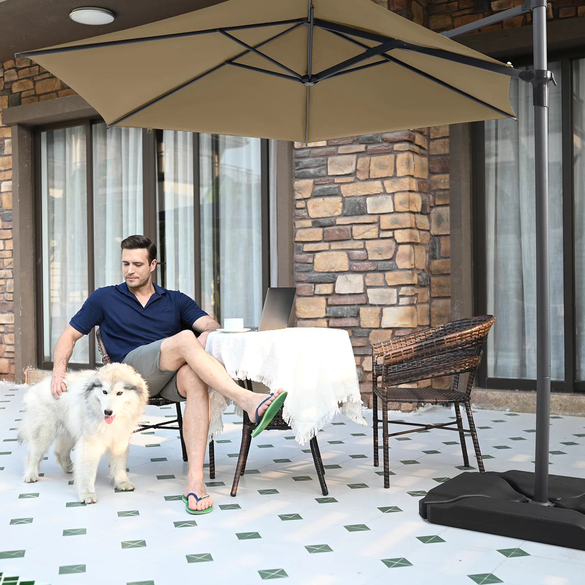 10ft Beige Outdoor Patio Umbrella T61779