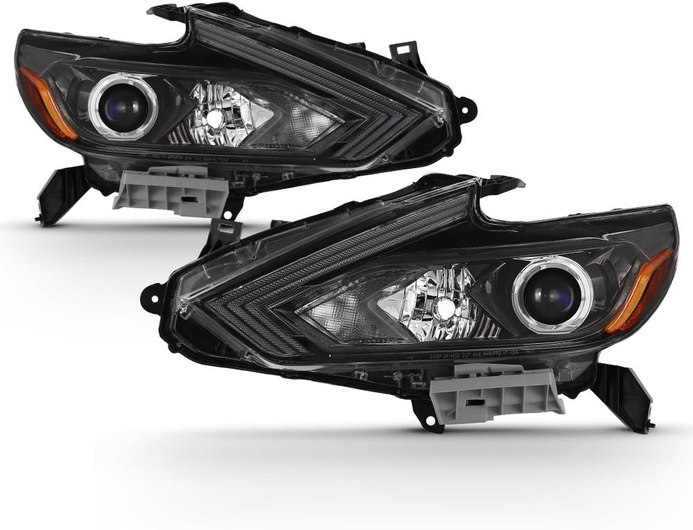Black Bezel Halogen Headlamps for 2016-2018 Nissan Altima Headlights Driver Passenger Side W957234