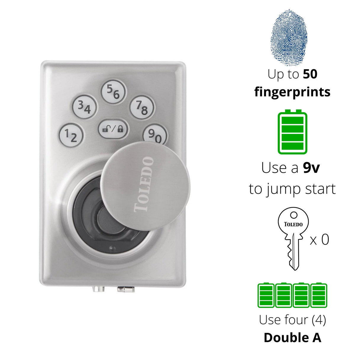 Electronic Biometric Deadbolt Lock in Satin Stainless Steel P172298
