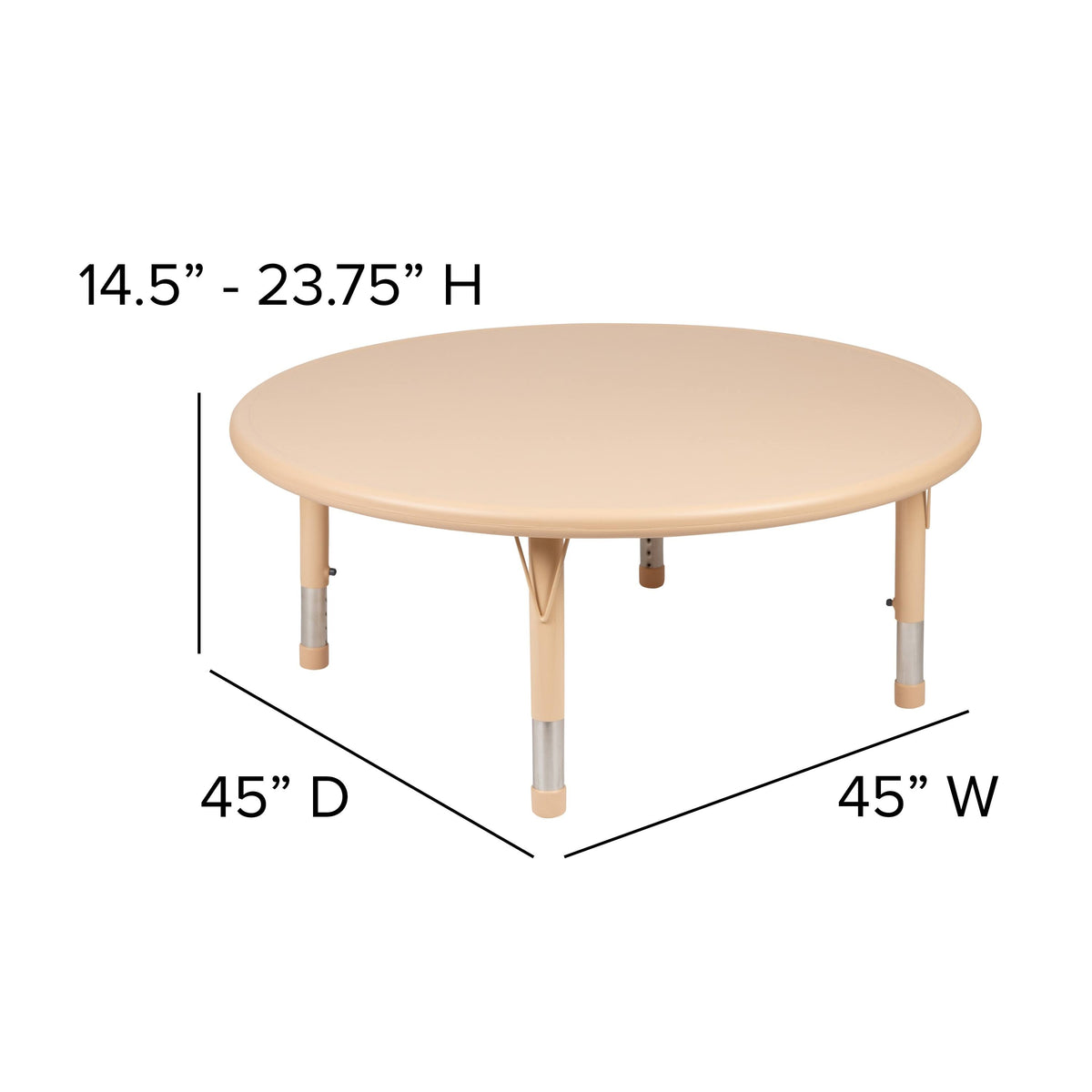 45 inch Round Plastic Height Adjustable Activity Table G381