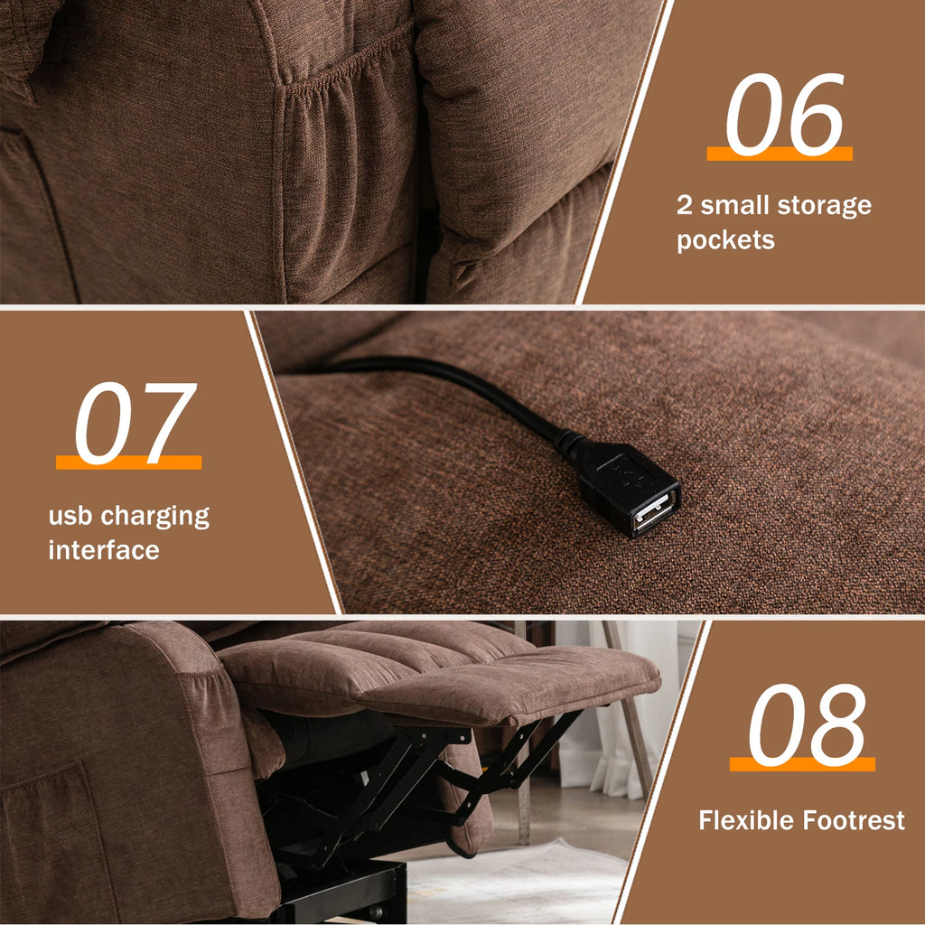 Power Lift Recliner Chair Sofa with Massage and Heat D823