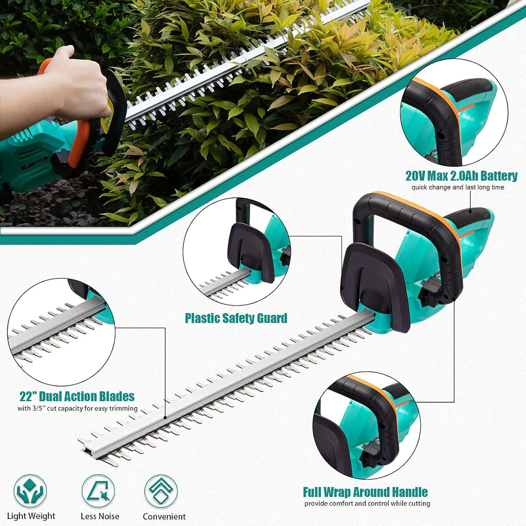 22'' Cordless Hedge Trimmer Kit, 2.0Ah Li Battery, Pack of 2 V79657