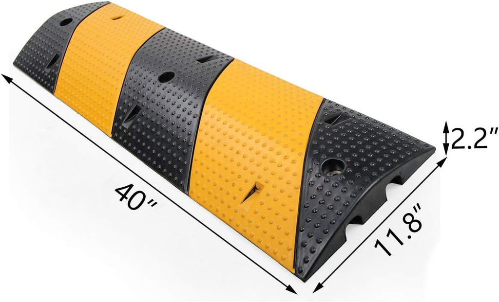 2 Channel Heavy Duty Rubber Speed Bumps with 3 Bolts, Pack of 2 C981