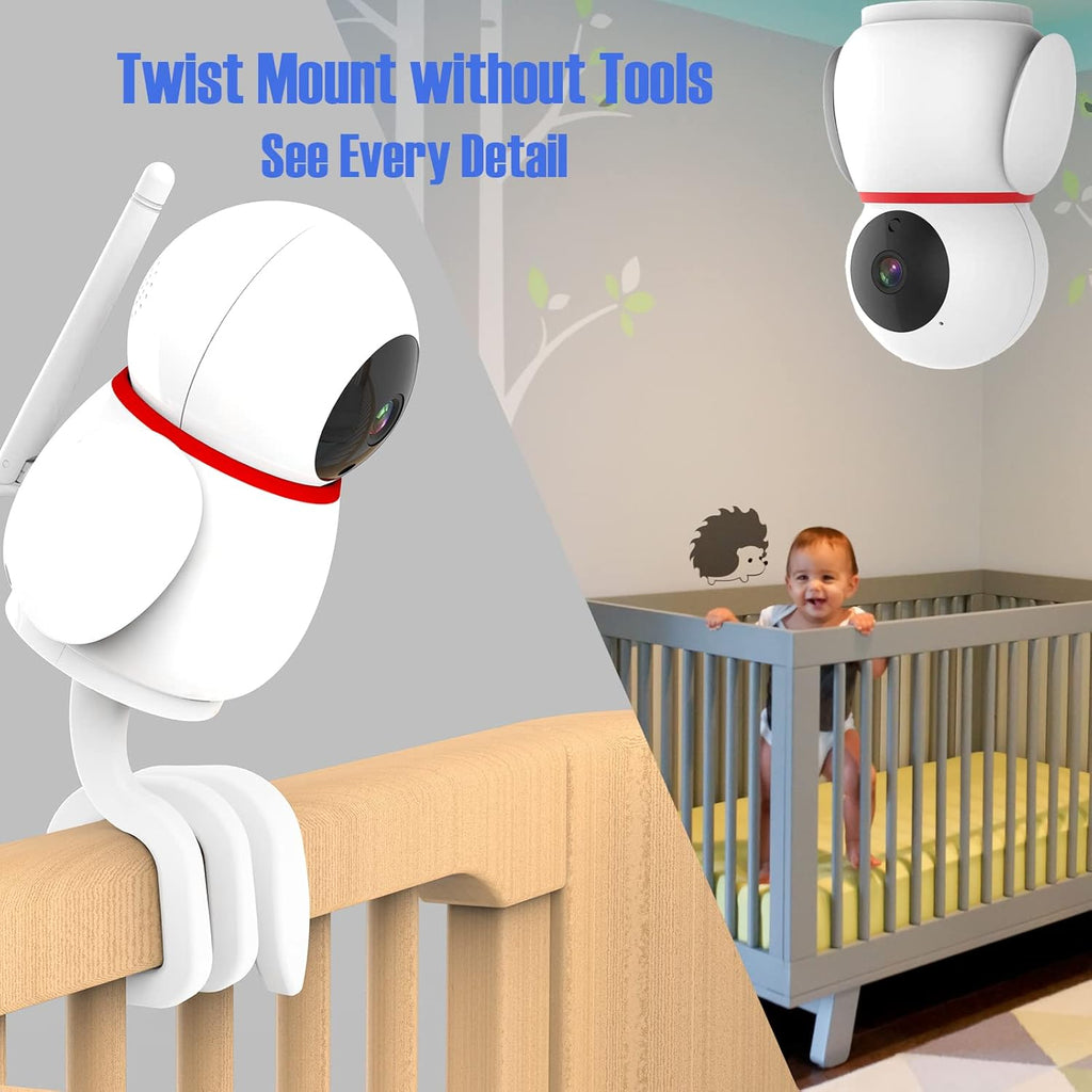 Baby Monitor with Camera and Audio, 5 HD Monitors, No WiFi/App, Night Vision, Sound and Temperature Detection, Twist Mount O5932