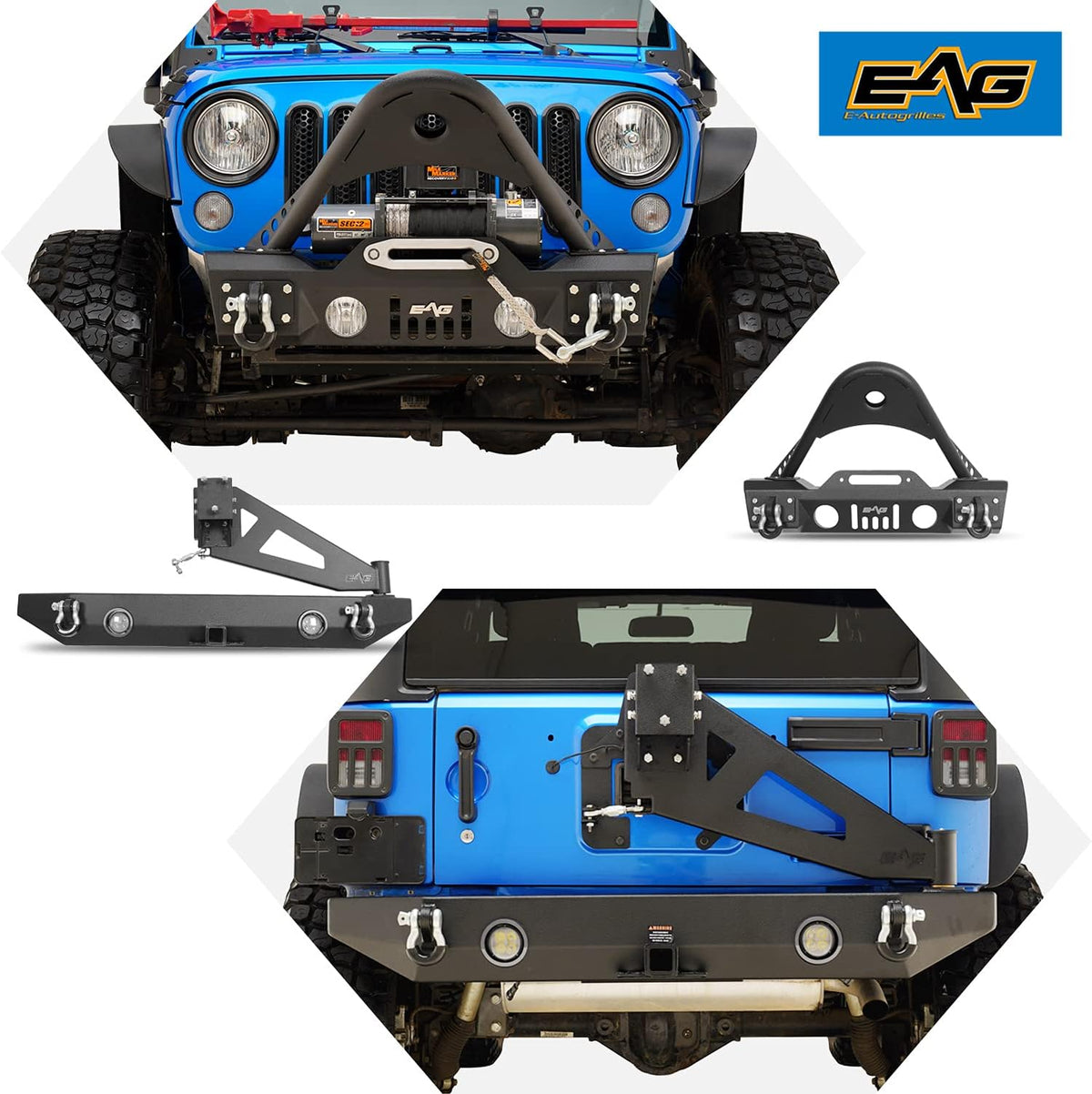 Front Bumper and Rear Bumper with Tire Carrier Combo for Wrangler JK X302701