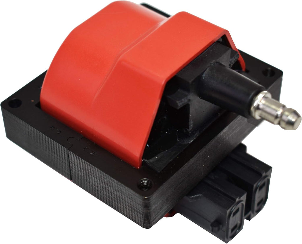 8mm Spark Plug Wires and E-Core Ignition Coil for SBC BBC GMC Chevrolet 5.7L Pickup Truck Van Camaro 305 350 Red Cap and Wires N66970