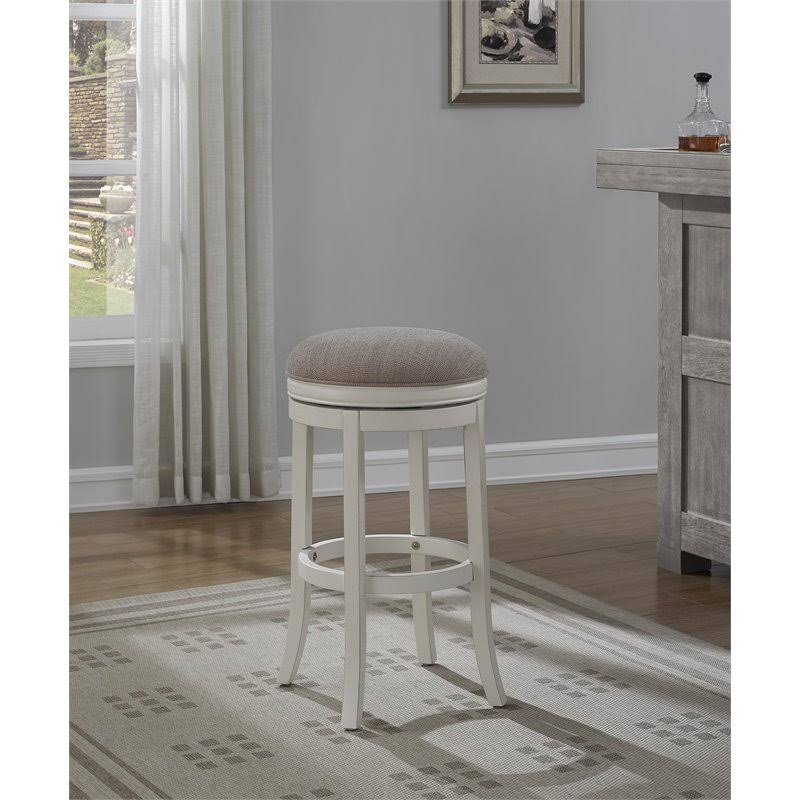 Distressed Antique White Backless Bar Stool E482591