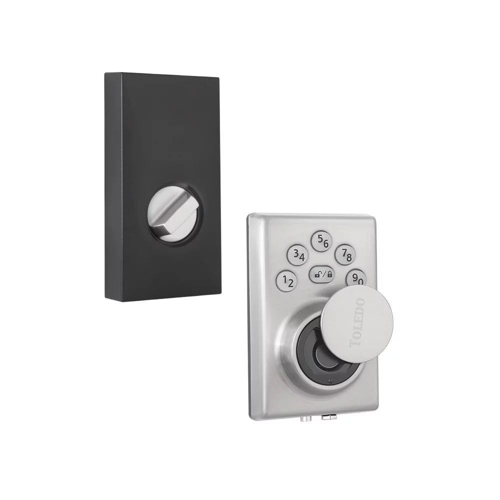 Electronic Biometric Deadbolt Lock in Satin Stainless Steel P172298