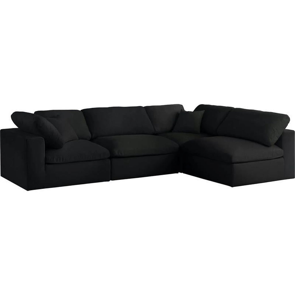 Black Linen Fabric Modular Sectional Z975507