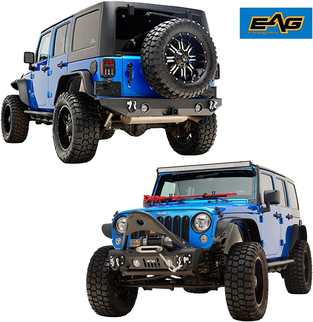 Front Bumper and Rear Bumper with Tire Carrier Combo for Wrangler JK X302701