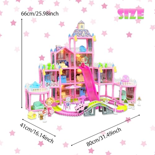 Dollhouse Playset with Toy Furniture and 3 Dolls U64399
