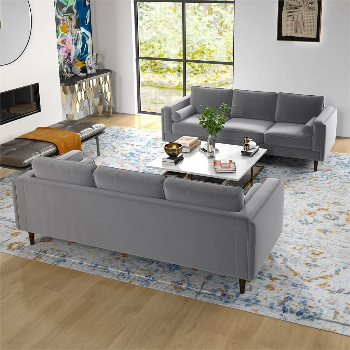 Dark Gray Velvet Sofa Set D462