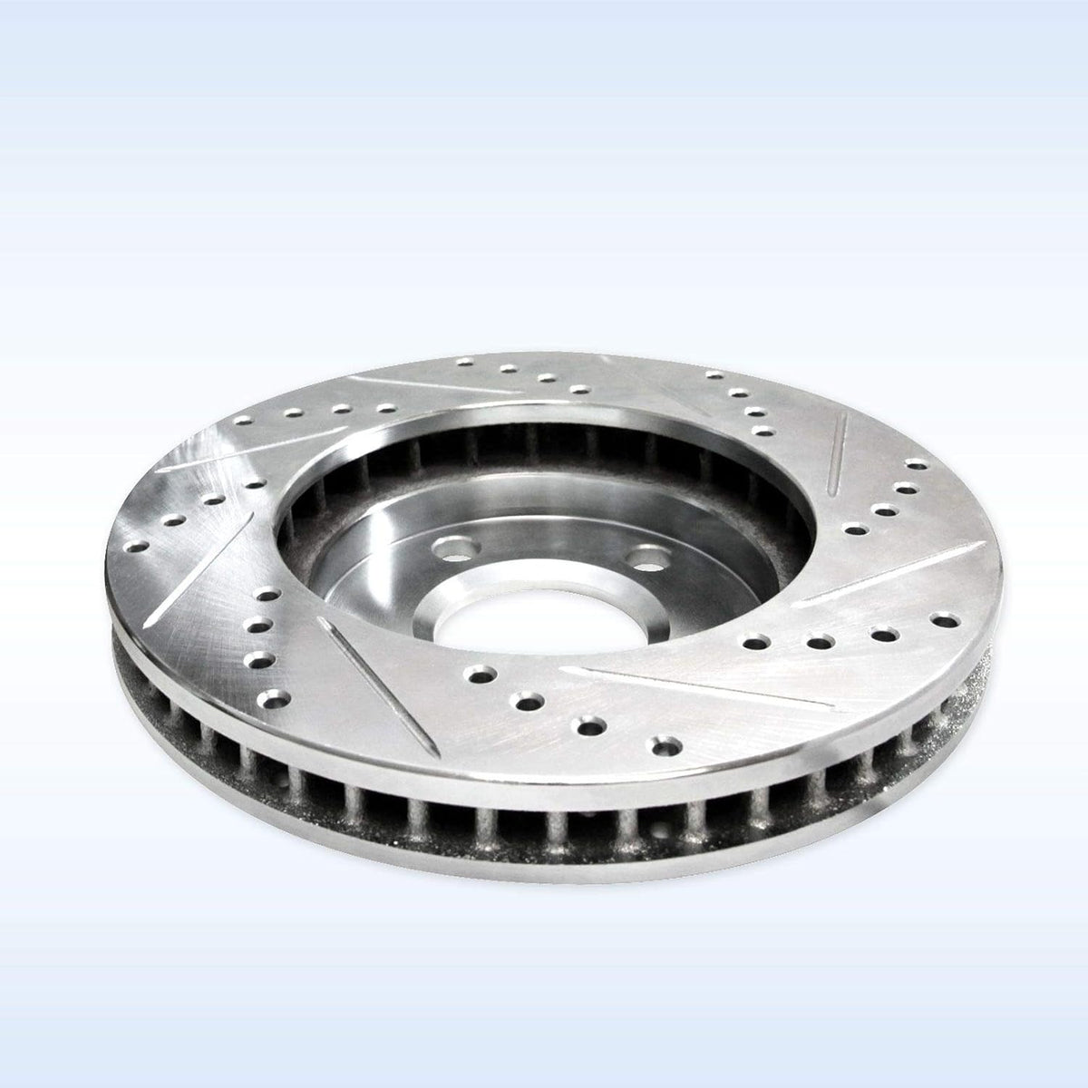 Silver Drilled Slotted Brake Rotors and Semi Metallic Brake Pads F646