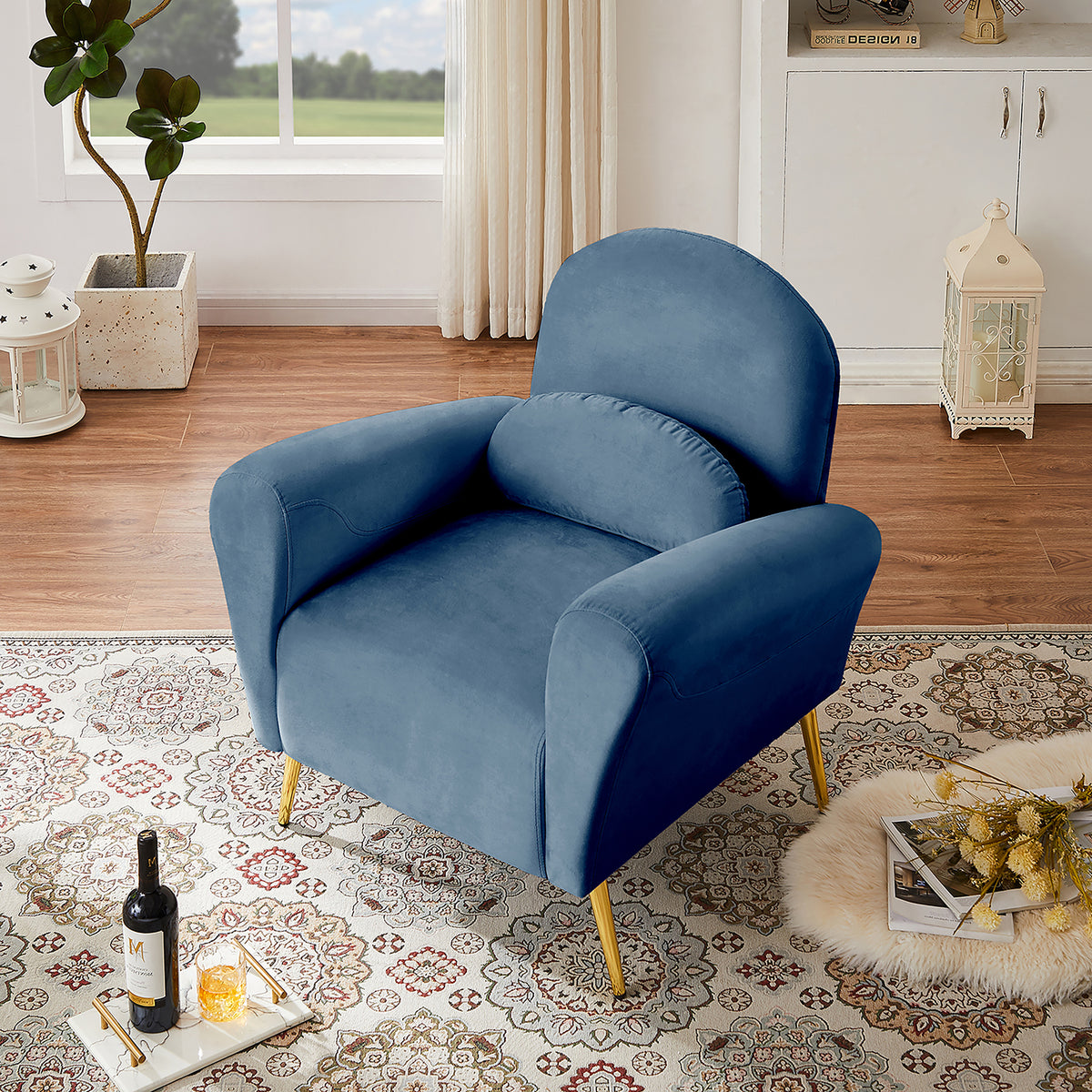 Blue Upholstered Armless Chair J474321
