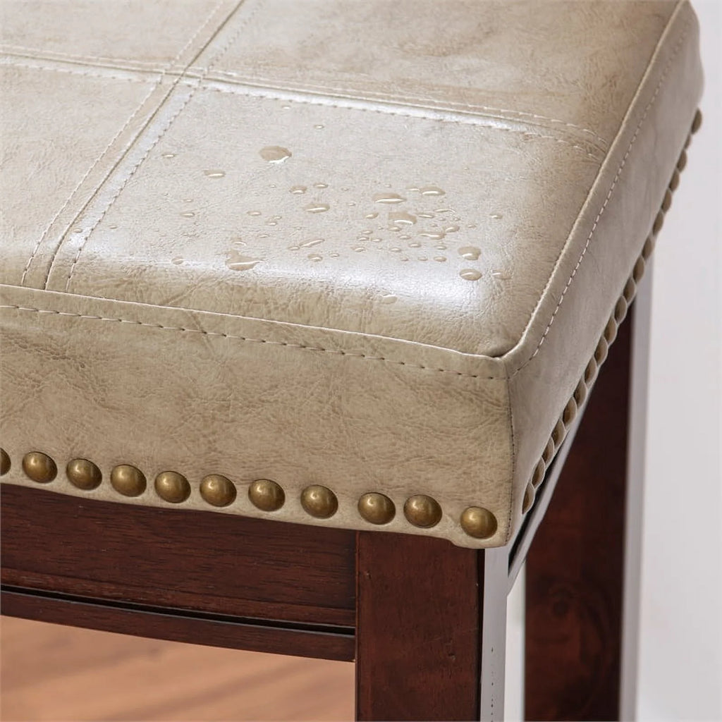 Beige Wood Faux Leather Bar Stool P29157