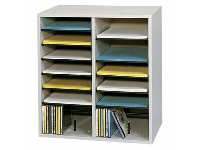 16 Compartments Adjustable Shelves Literature Organizer Q398