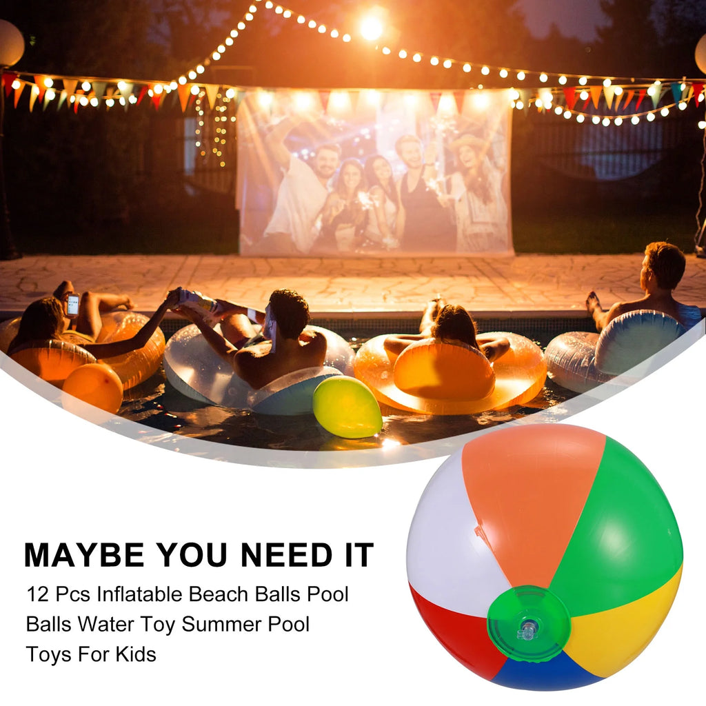 12 Pcs Inflatable Beach Balls Pool Toys O468