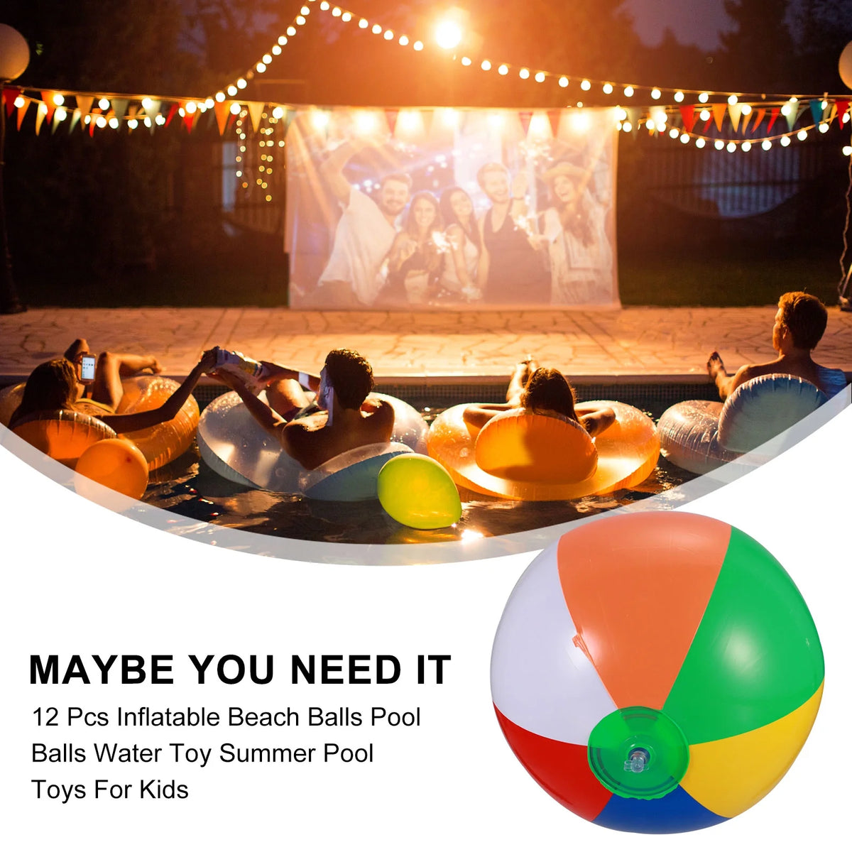 12 Pcs Inflatable Beach Balls Pool Toys O468