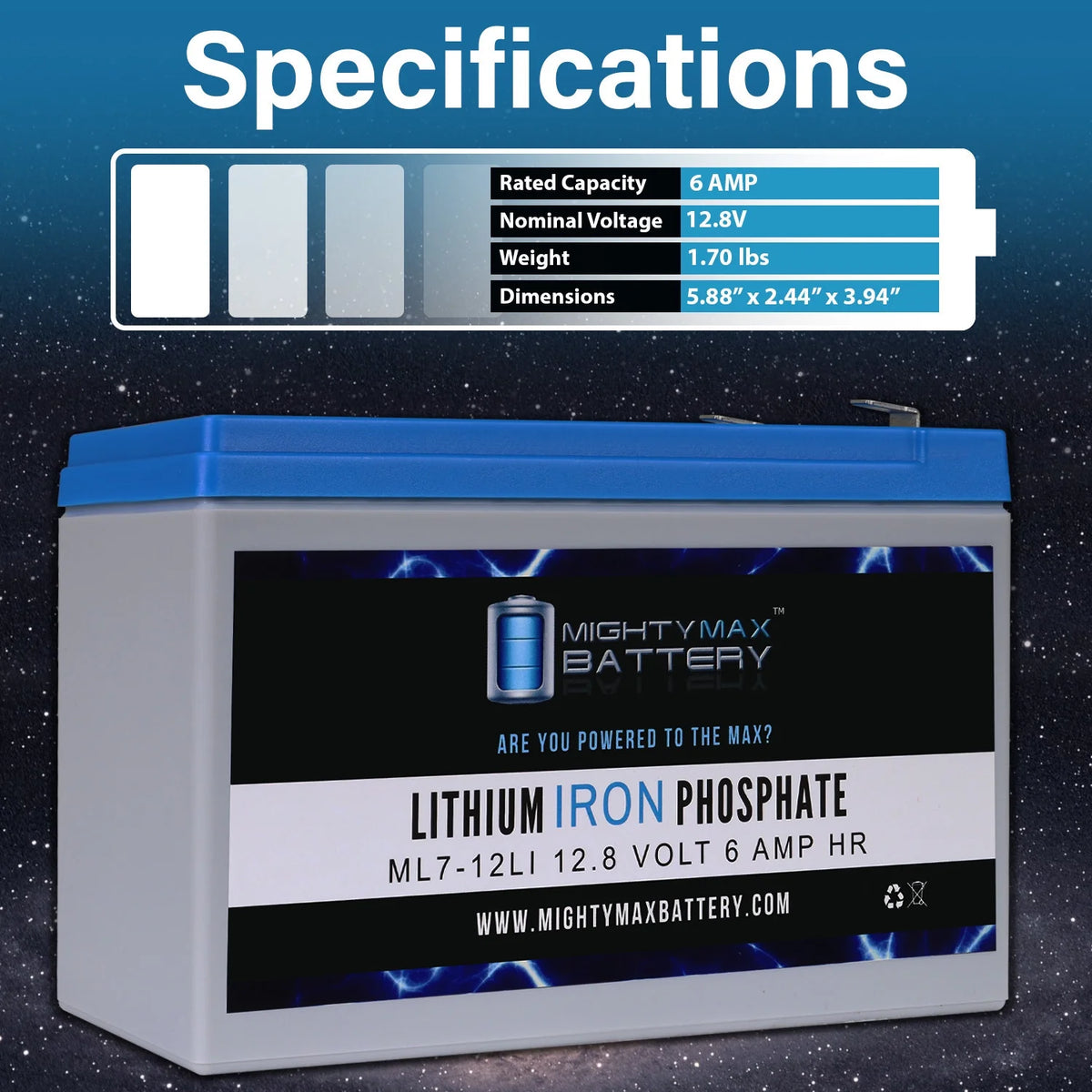 12V 7AH Lithium Replacement Battery 2 Pack K239