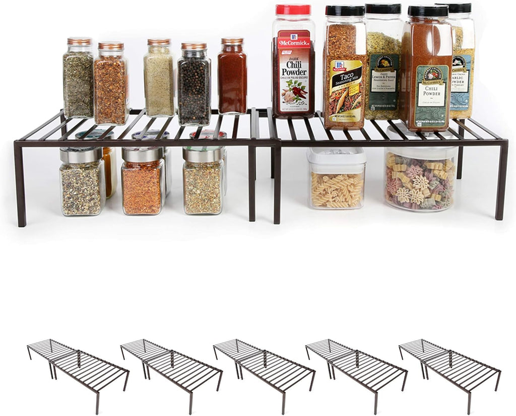 Charcoal Gray Steel Metal Cabinet Storage Shelf, Set of 6, Expandable 16-32 x 10 Inch K551