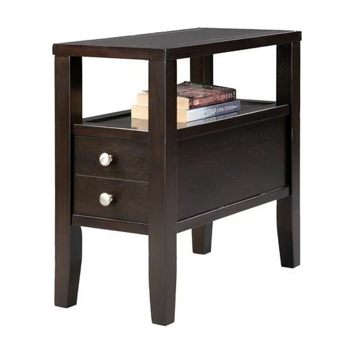 24" 2-drawer Wood End Table in Espresso M5181